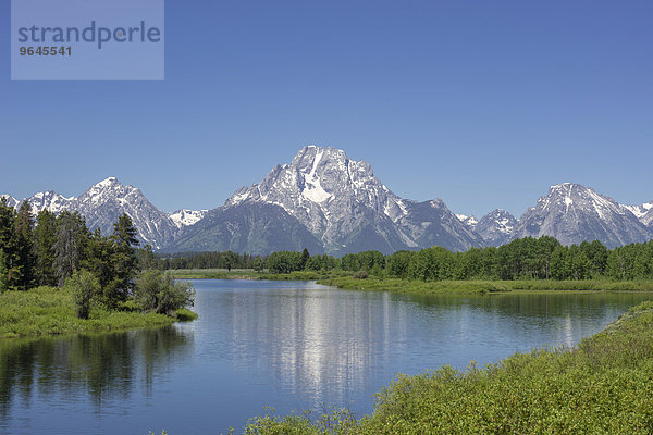 Ausblick vom Oxbow Bend zum Grand-Teton-Nationalpark  Wyoming  USA  Nordamerika