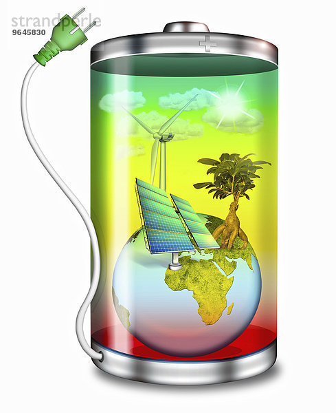 Akku  Batterie  erneuerbare Energie  Illustration