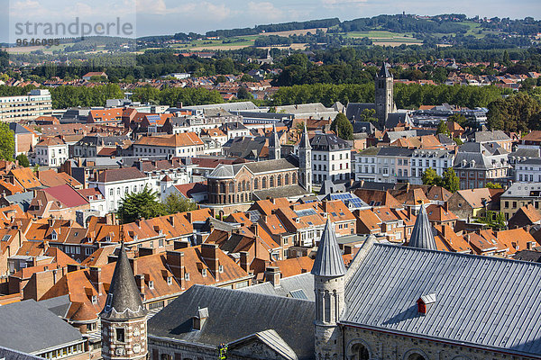 Ausblick über die Dächer der Altstadt  Tournai  Hainaut  Belgien  Europa
