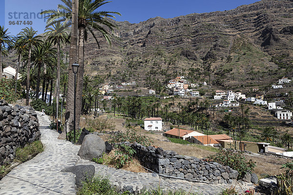 Verbindungswege zwischen den Ortschaften im oberen Valle Gran Rey  hinten La Vizcaina  La Gomera  Kanarische Inseln  Spanien  Europa