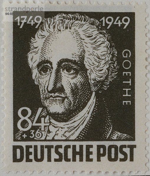 Johann Wolfgang von Goethe  deutscher Schriftsteller und Staatsmann  Porträt  Briefmarke  DDR  1949