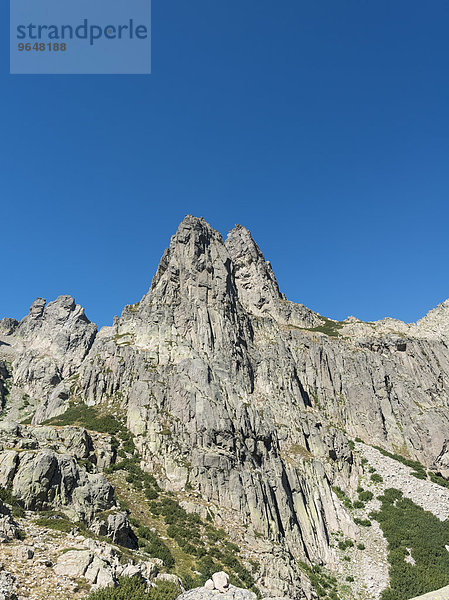 Felsspitzen  Berggipfel im Restonica Hochtal  Corte  Korsika  Département Haute-Corse  Frankreich  Europa
