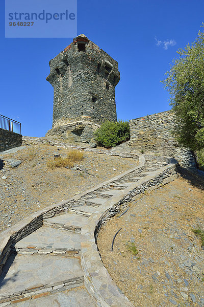 Tour de Nonza  pisanischer Turm  an der Westküste des Cap Corse  Nonza  Haute-Corse  Korsika  Frankreich  Europa