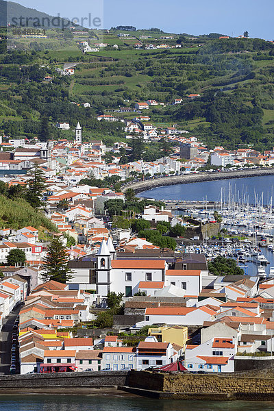 Ortsansicht vom Berg Guia  Horta  Porto Pim  Faial  Azoren  Portugal  Europa