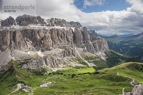 Grödner Joch  Passo Gardena  2121m  Sella-Massiv  Dolomiten  Selva di Val Gardena  Südtirol  Trentino-Alto Adige  Italien  Europa