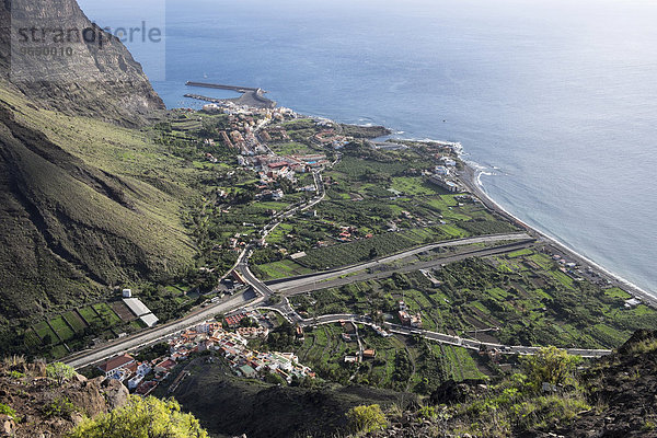 Küstenorte Vueltas und La Calera  Valle Gran Rey  La Gomera  Kanarische Inseln  Spanien  Europa