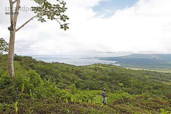 Ausblick vom Vulkan Maderas auf die Insel und den Nicaraguasee  hinten der Vulkan Concepción  Ometepe  Provinz Rivas  Nicaragua  Nordamerika
