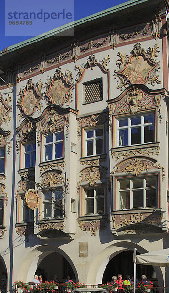 Prachtvolle Fassade  Kernhaus  Wasserburg am Inn  Bayern. Deutschland