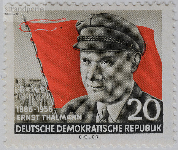 Ernst Thälmann  Portrait auf einer Briefmarke  DDR  1956
