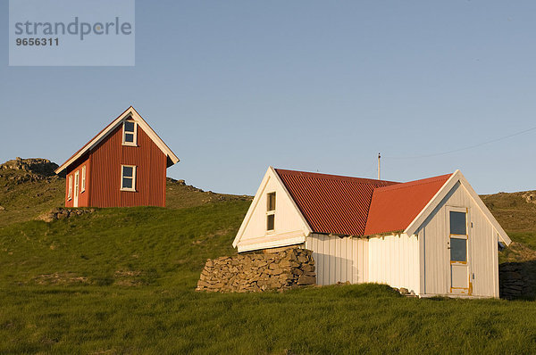 Typische Häuser  Breidavik  Island  Europa