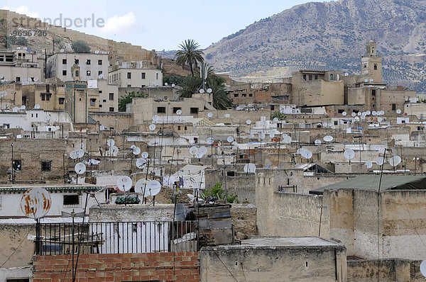 Die Dächer der Altstadt von Fes  Marokko  Afrika