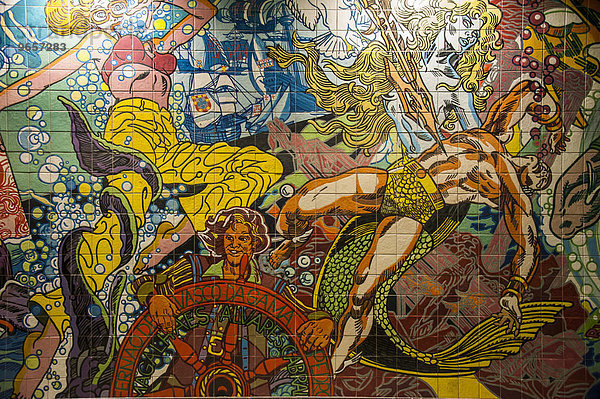 Wandgemälde  Gelände der Expo 98 in Lissabon  Portugal  Europa