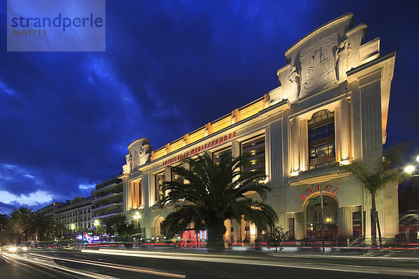 Hotel und Casino Palais de la Méditerranée an der Promenade des Anglais am Abend  Nizza  Alpes-Maritimes  Côte d'Azur  Frankreich  Europa
