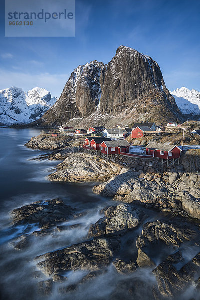 Ortsansicht  Rorbuer Fischerhütten  Hamnøya  Moskenesøy  Lofoten  Norwegen  Europa