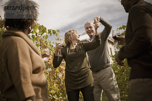 Freundschaft Wein trinken Weinberg