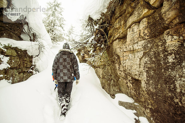 Felsbrocken Europäer Forschung Schnee Anordnung wandern