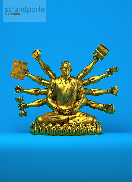 Goldstatue eines Geschäftsmannes als Buddha