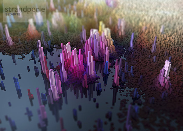 Abstrakte dreidimensionale Stadtlandschaft