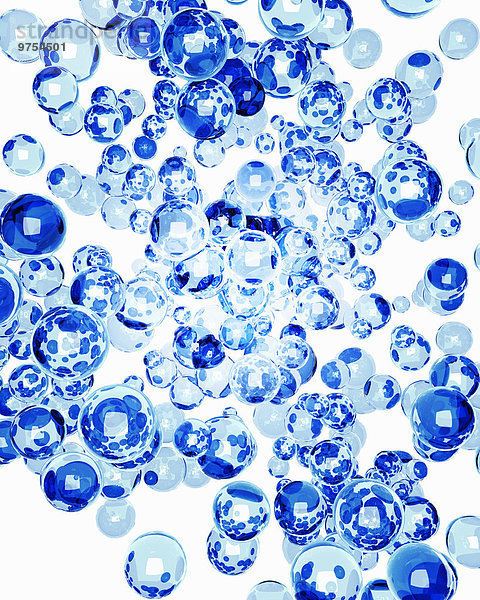 Schwebende blaue Glasblasen