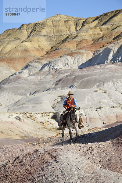 USA  Wyoming  Big Horn Mountains  Reiten Cowboy