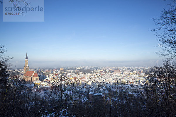 Deutschland  Bayern  Landshut  Stadtbild mit Martinskirche im Winter