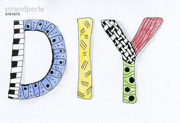 Word DIY gezeichnet in Zentangle