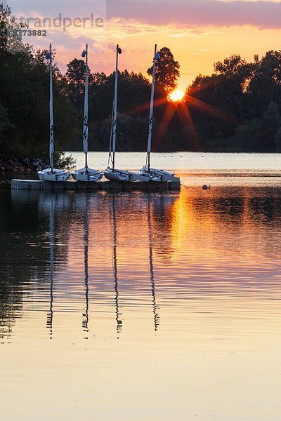 Europa Sonnenuntergang Großbritannien See Boot Berkshire England Ponton