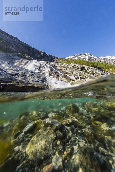 Nationalpark Europa über Ereignis Eis Norwegen Wasserfall schmelzen Ansicht unterhalb Skandinavien