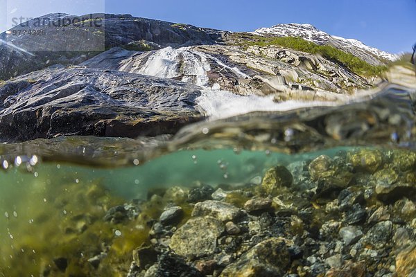 Nationalpark Europa über Ereignis Eis Norwegen Wasserfall schmelzen Ansicht unterhalb Skandinavien