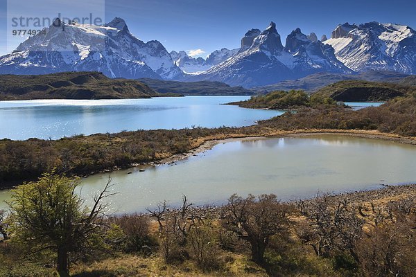 Nationalpark spät Nachmittag Lake Pehoe See Chile Patagonien Südamerika