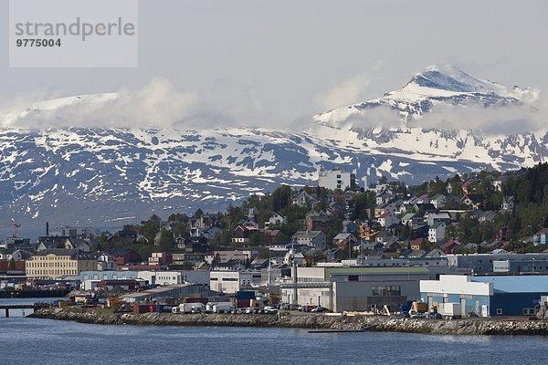 Europa Berg Schnee Norwegen Juni Skandinavien Troms Tromso