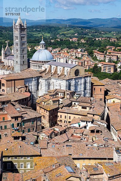Europa Ansicht UNESCO-Welterbe Kathedrale Italien Piazza del Campo Siena Toskana