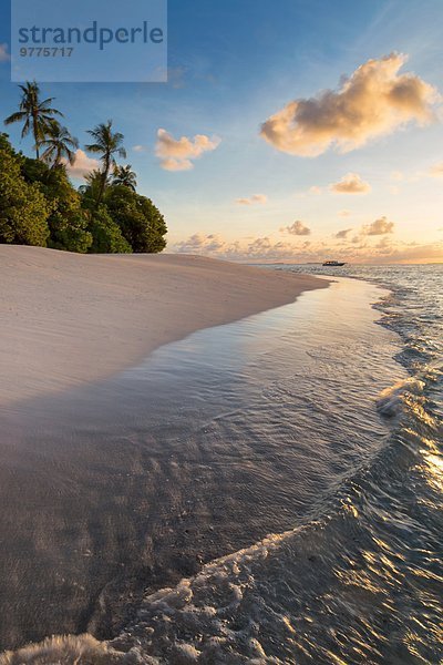 leer Strand Morgen Beleuchtung Licht Insel Malediven Asien Atoll Indischer Ozean Indik