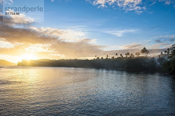 Strand Sonnenuntergang Sicherheit über Urlaub Pazifischer Ozean Pazifik Stiller Ozean Großer Ozean landen Fiji ungefährlich