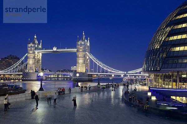 Europa Nacht Großbritannien London Hauptstadt Brücke Fluss Themse England
