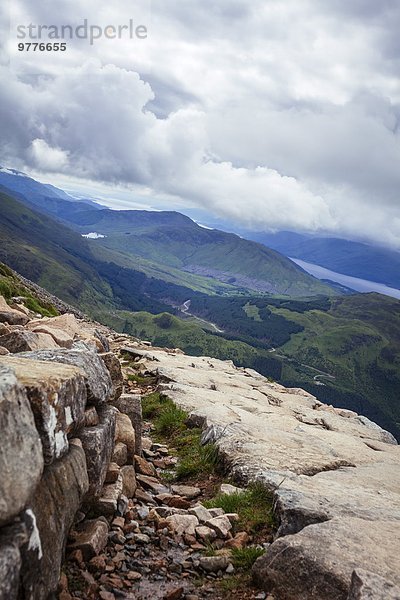 Spur Europa Berg Großbritannien Tourist Ansicht Richtung Highlands Schottland