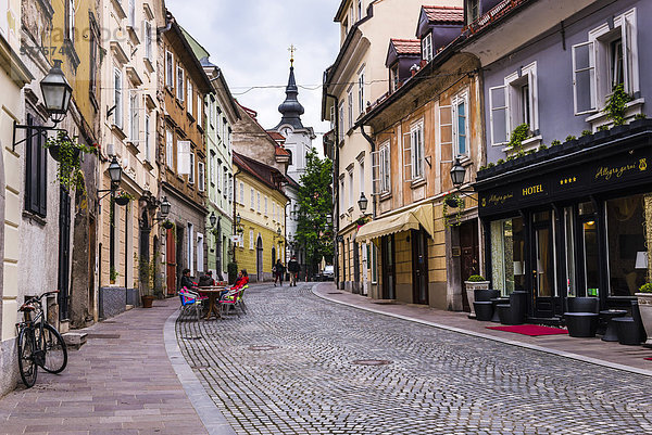 Ljubljana Hauptstadt Europa Kopfsteinpflaster Slowenien