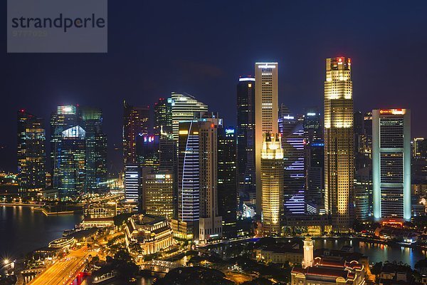 Finanzen Nacht Mittelpunkt Südostasien Asien Ortsteil Innenstadt Singapur