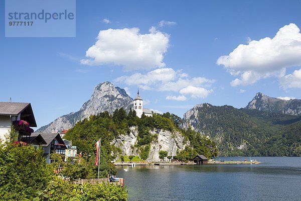 Europa See Österreich Kapelle Salzkammergut Oberösterreich