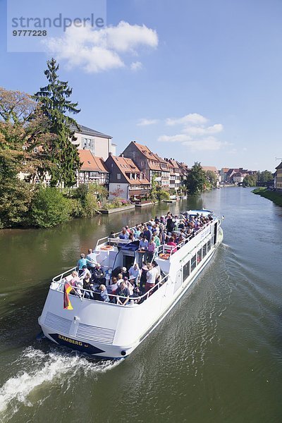 Europa Reise Boot Fluss UNESCO-Welterbe Bamberg Bayern Franken Deutschland