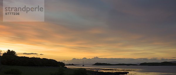 Europa Sonnenuntergang Großbritannien Boot Meer Einsamkeit See Schottland Skye