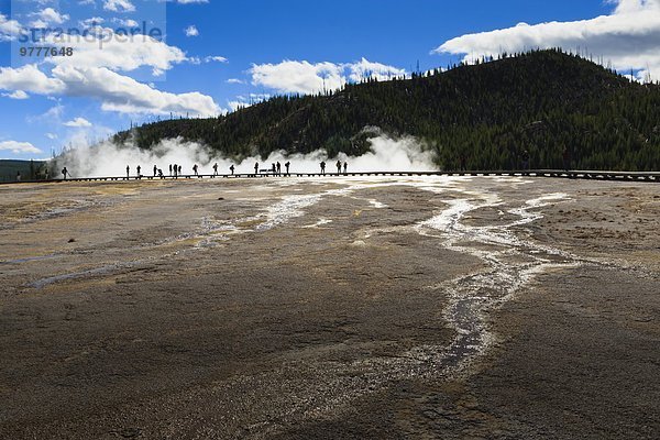 Amerika Silhouette Tourist Holzweg Nordamerika Verbindung UNESCO-Welterbe Yellowstone Nationalpark Wyoming