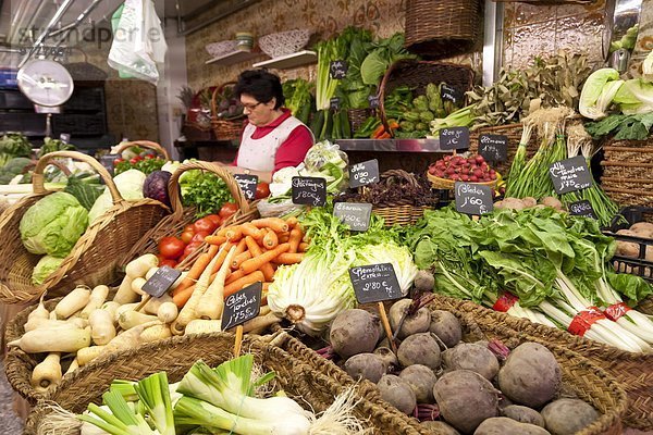 Gemüsestand Europa Morgen Erfolg Barcelona Katalonien Markt Samstag Spanien