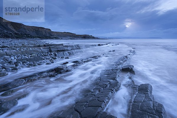 Europa Strand Abend Großbritannien Sturm Küste England Somerset