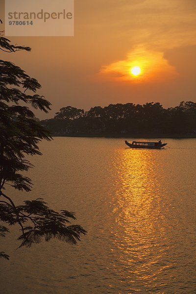 Sonnenuntergang Fluss Parfüm Südostasien Vietnam Asien