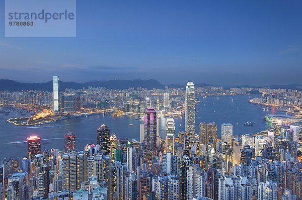 Insel Ansicht China Asien Abenddämmerung Hongkong
