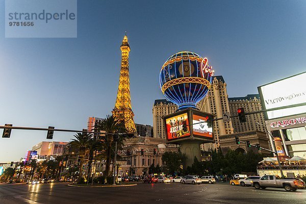 Paris Hauptstadt Amerika Nacht Hotel Nordamerika Nevada Las Vegas Verbindung Eiffelturm