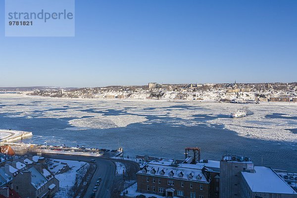 überqueren Winter Fluss Fähre Nordamerika Kanada Lawrence Quebec Quebec City