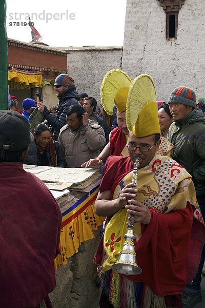 Religion Zeremonie fünfstöckig Buddhismus Mönch Asien Indien Ladakh Leh