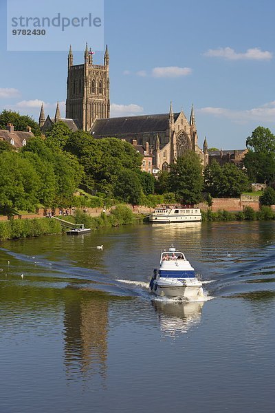 Europa Großbritannien Fluss Kathedrale England Worcester Worcestershire